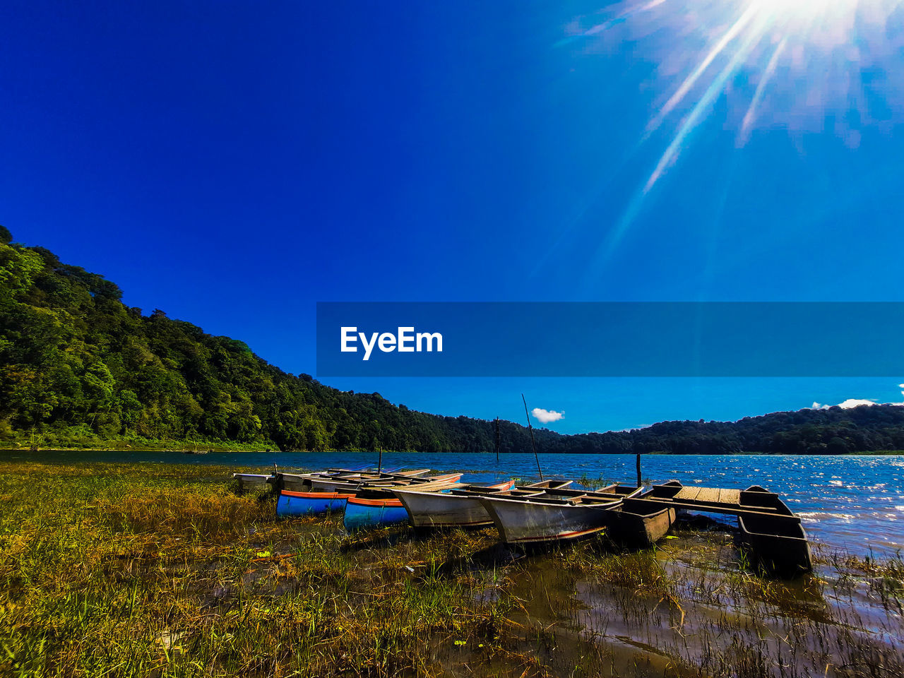 SCENIC VIEW OF BLUE LAKE AGAINST SKY