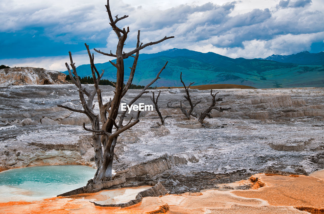 Scenic view of landscape against cloudy sky