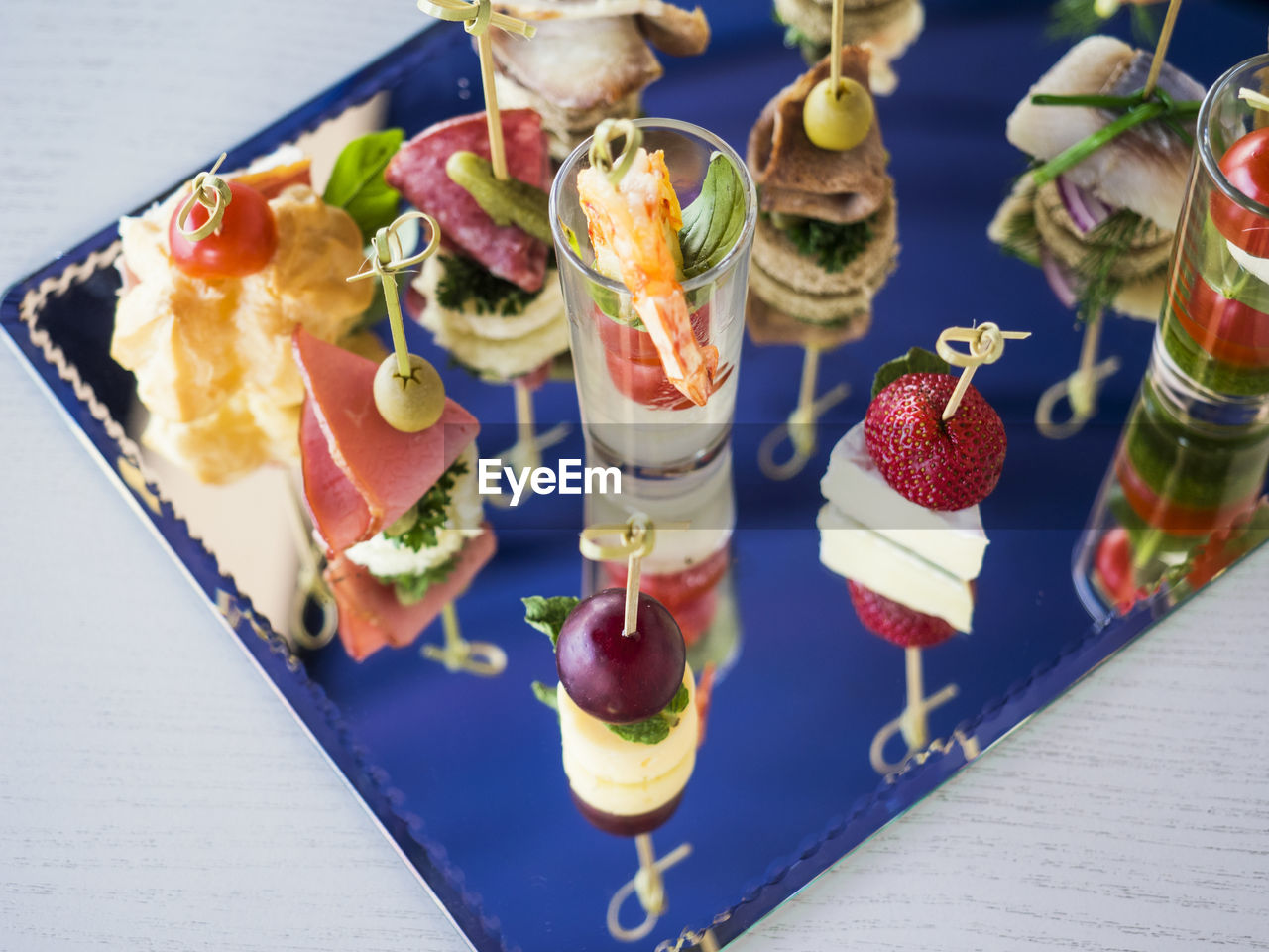 High angle view of dessert in plate on table