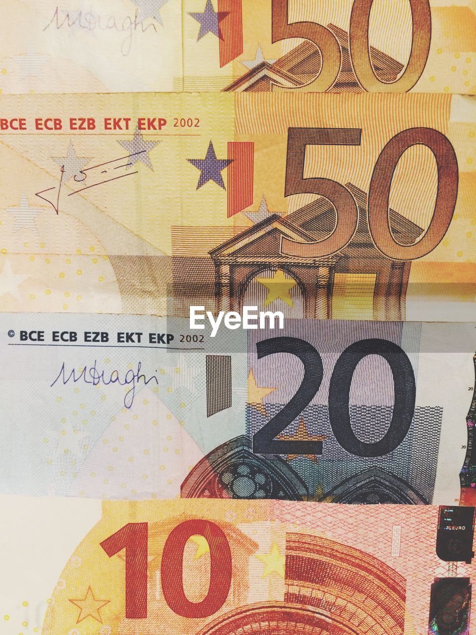 Full frame of euro notes