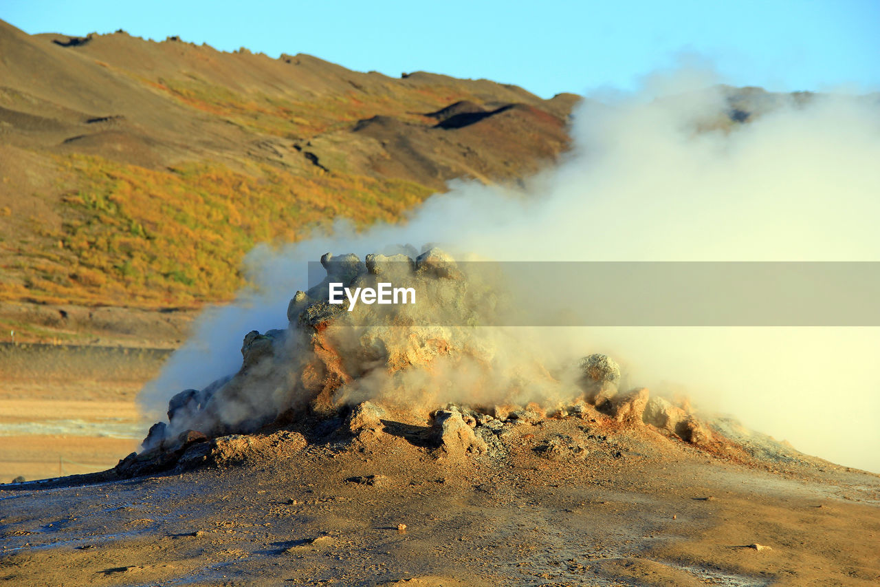 Impressive steaming volcanic landscape