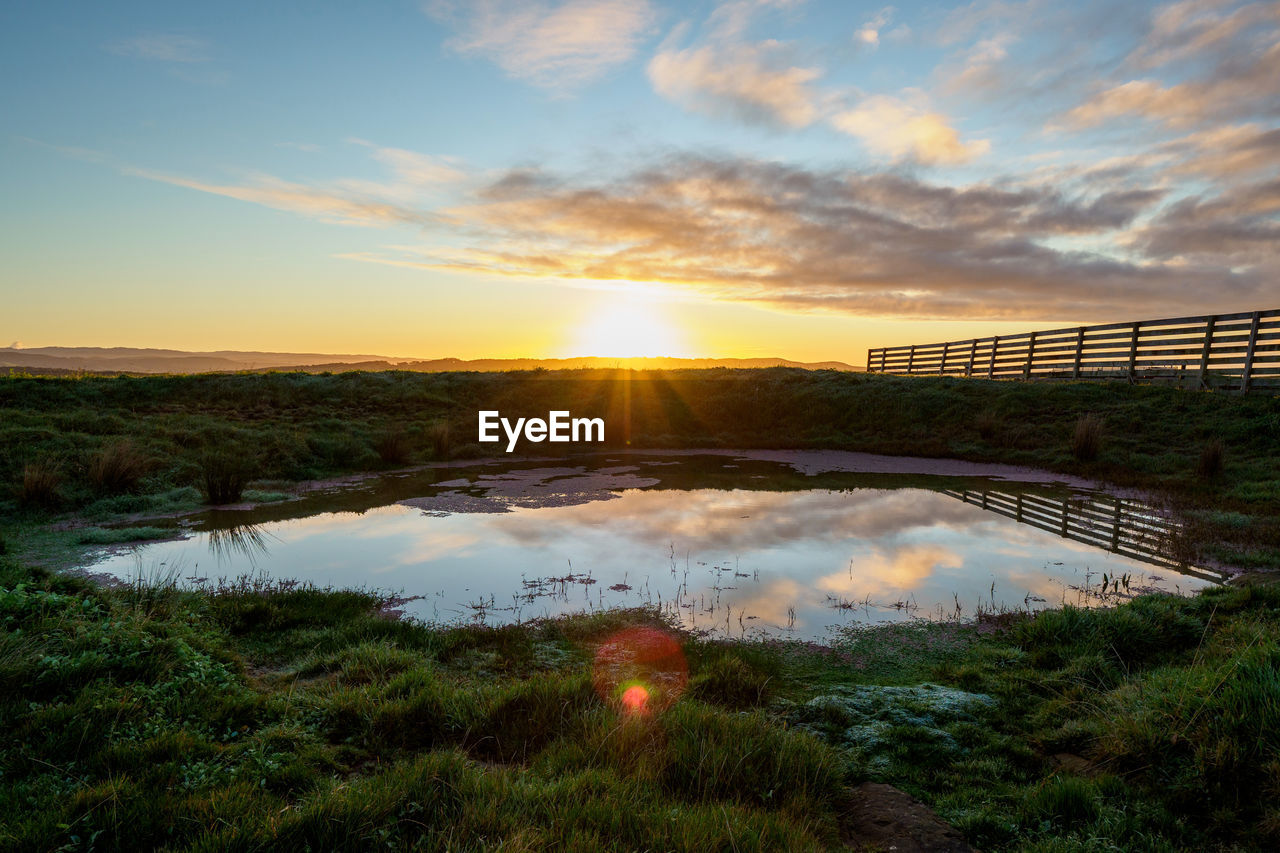 SCENIC VIEW OF SUNSET OVER WATER