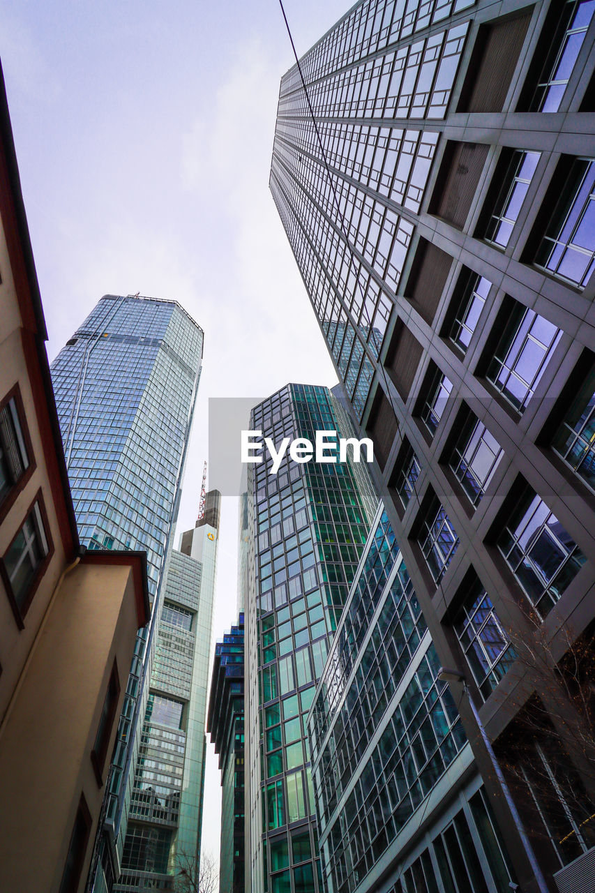 Low angle view of modern buildings in city