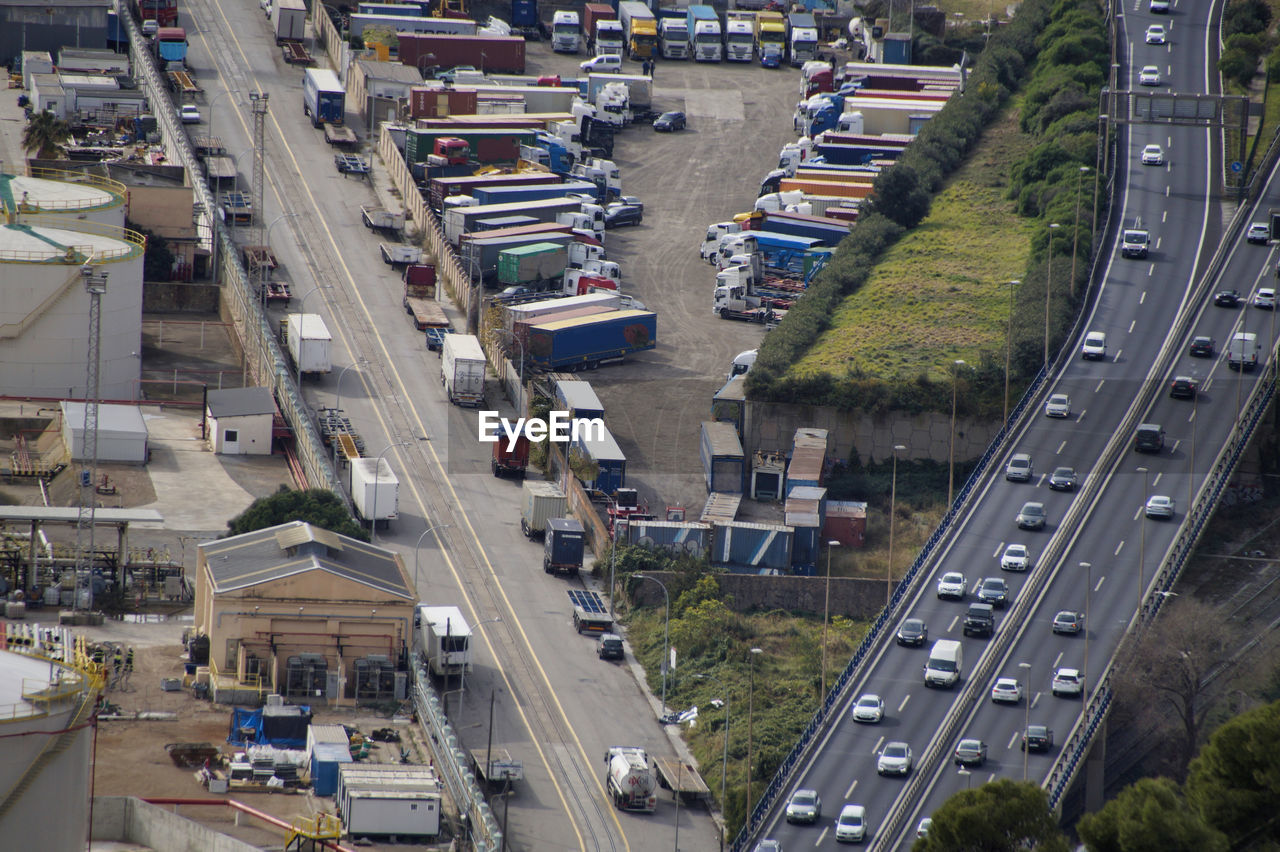 High angle view of traffic on city street