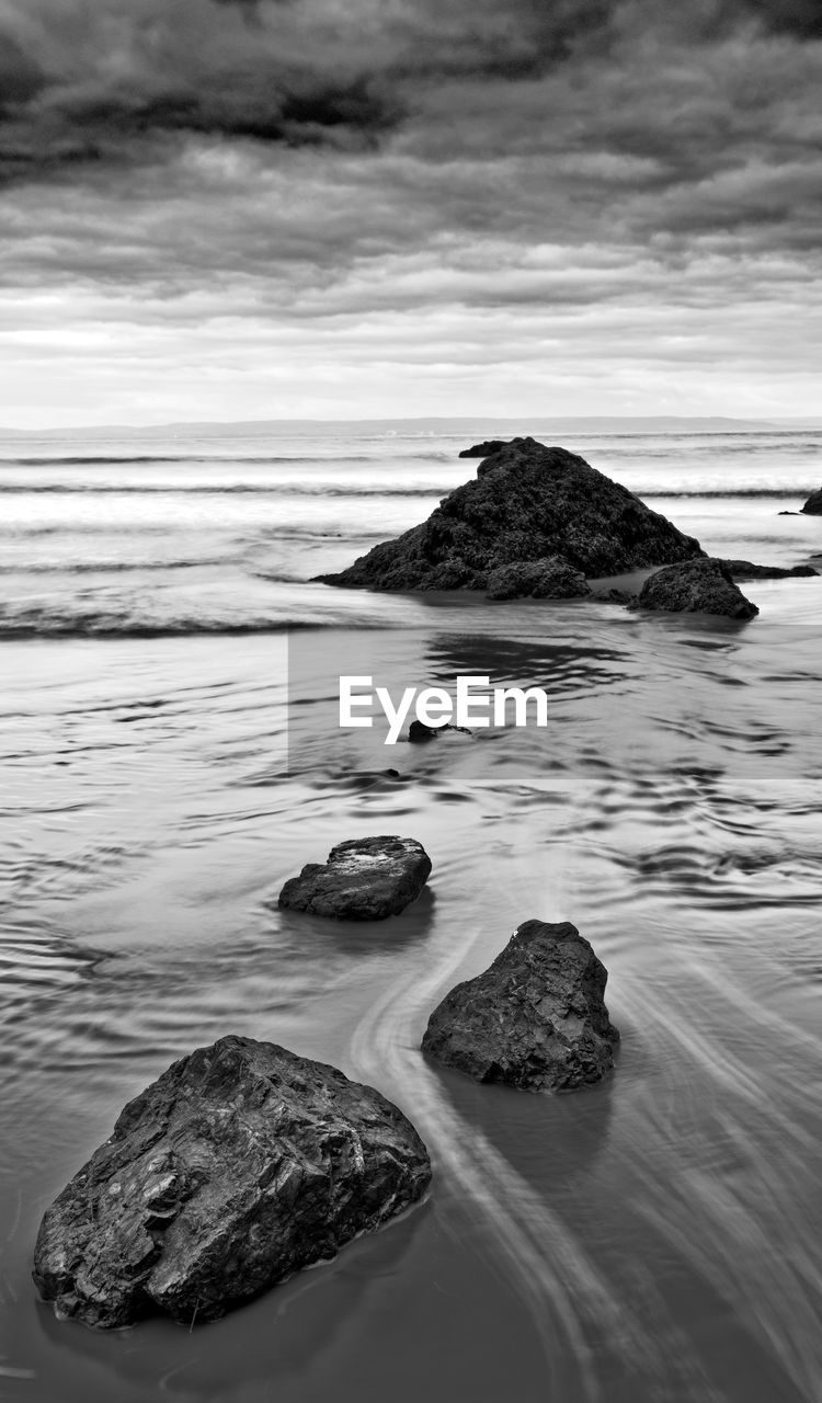 Brean beach, monochrome. somerset.