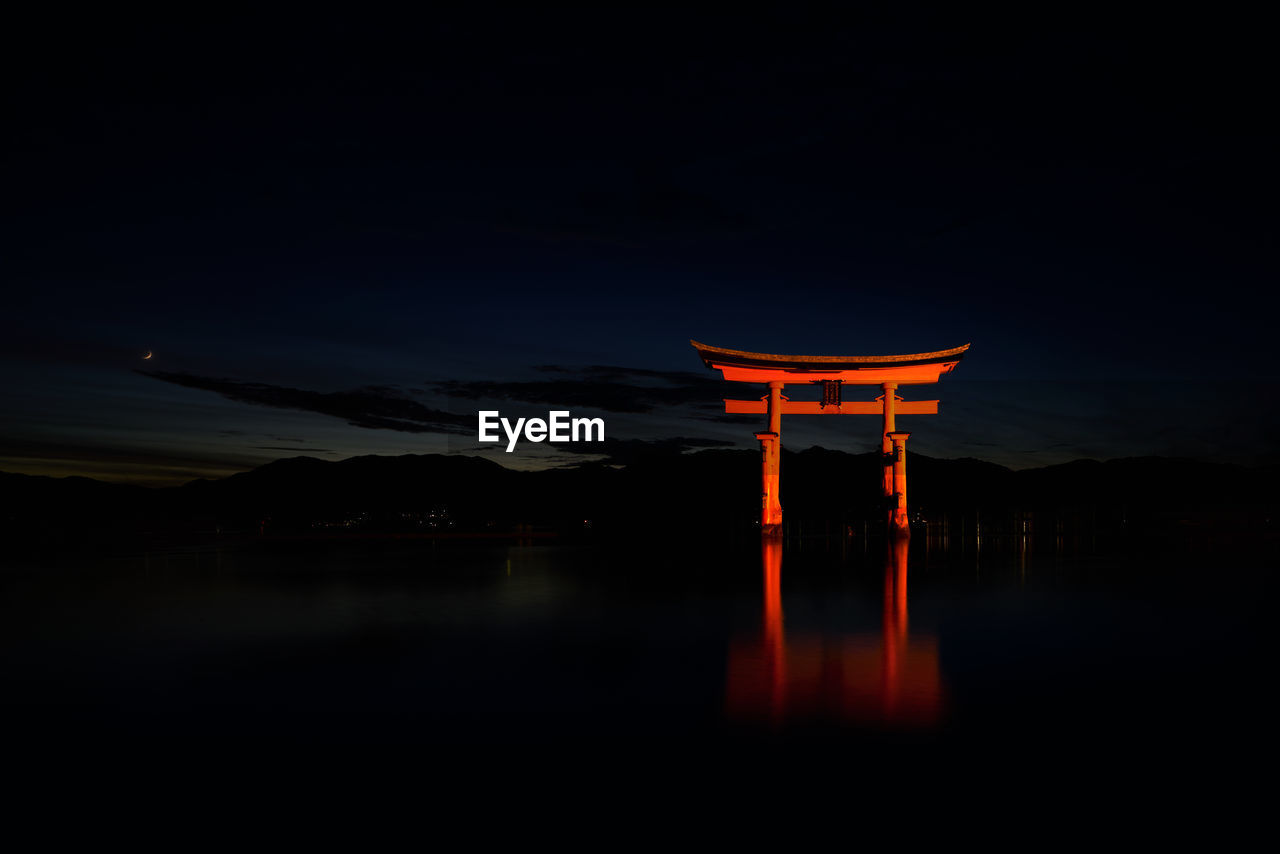 Great torii of miyajima at night, near hiroshima, japan