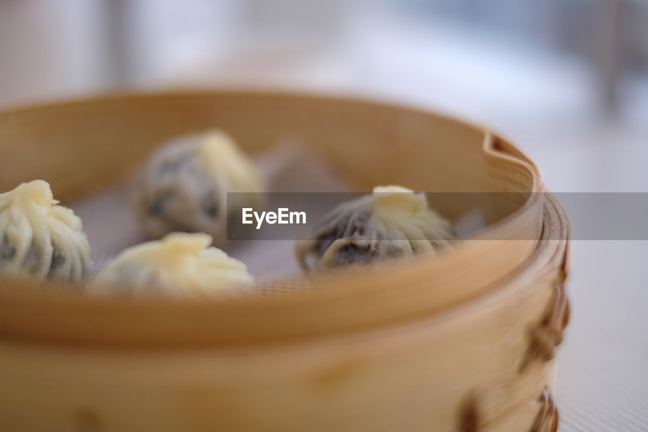 Close-up of dim sum on table