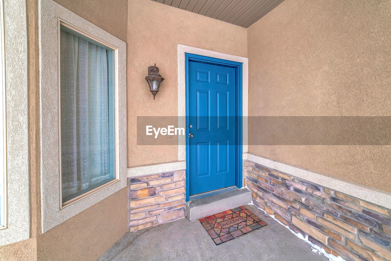 BLUE DOOR OF BUILDING