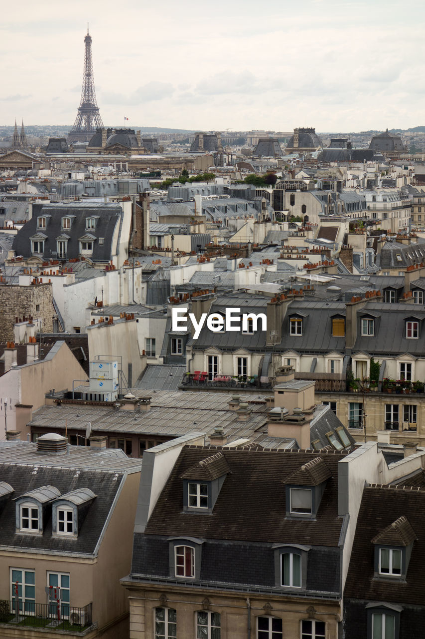 View of cityscape with eiffel tower in distant