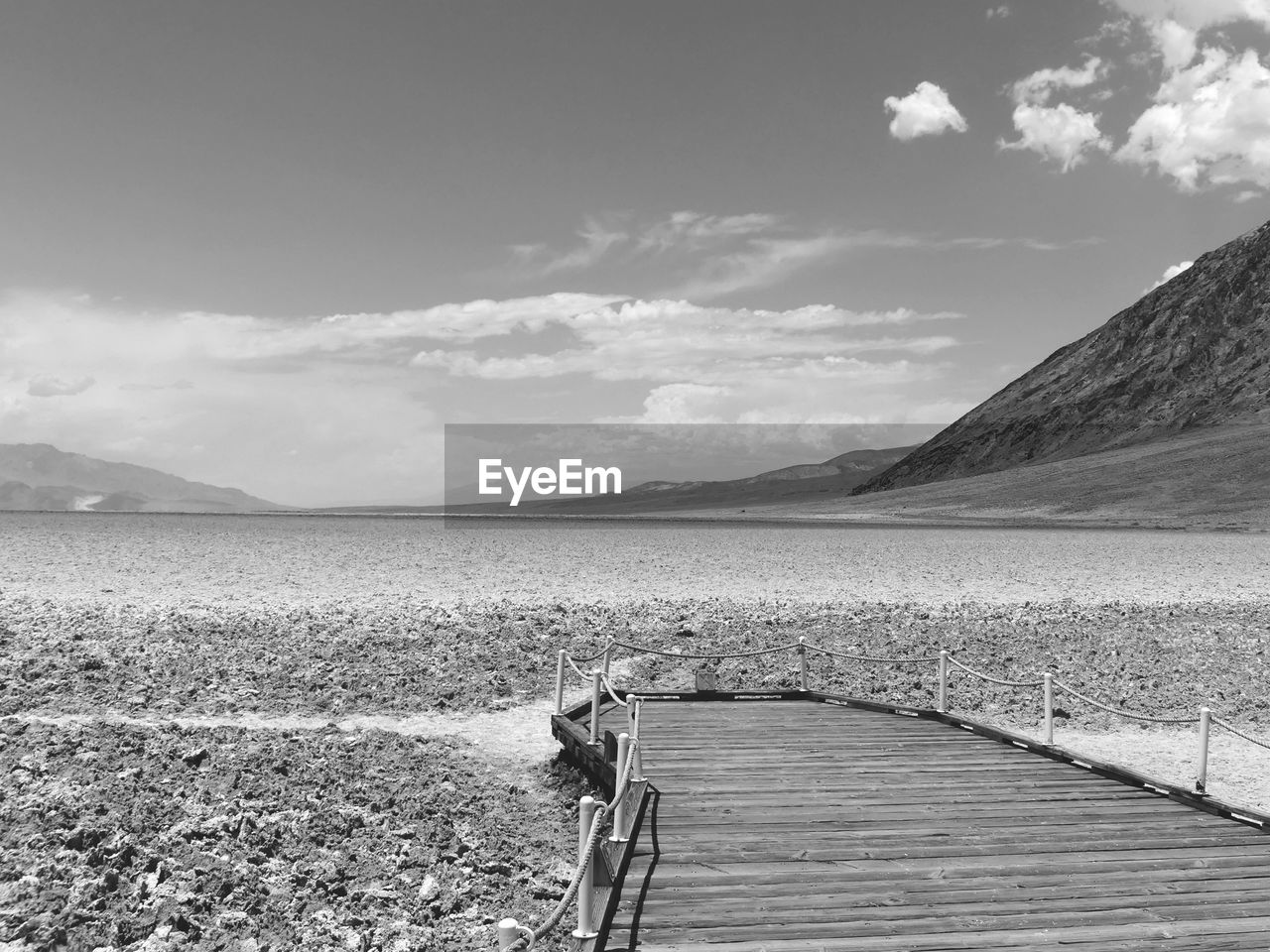 REAR VIEW OF MAN ON SHORE BY SEA AGAINST SKY