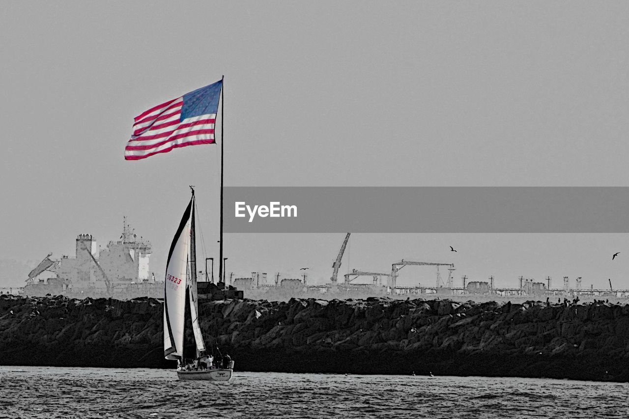 VIEW OF FLAG ON BOAT