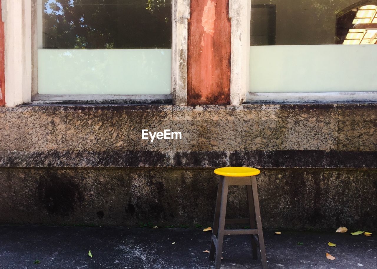 Stool outside building