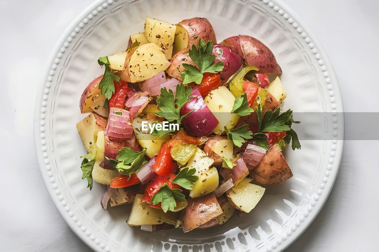 high angle view of food in plate