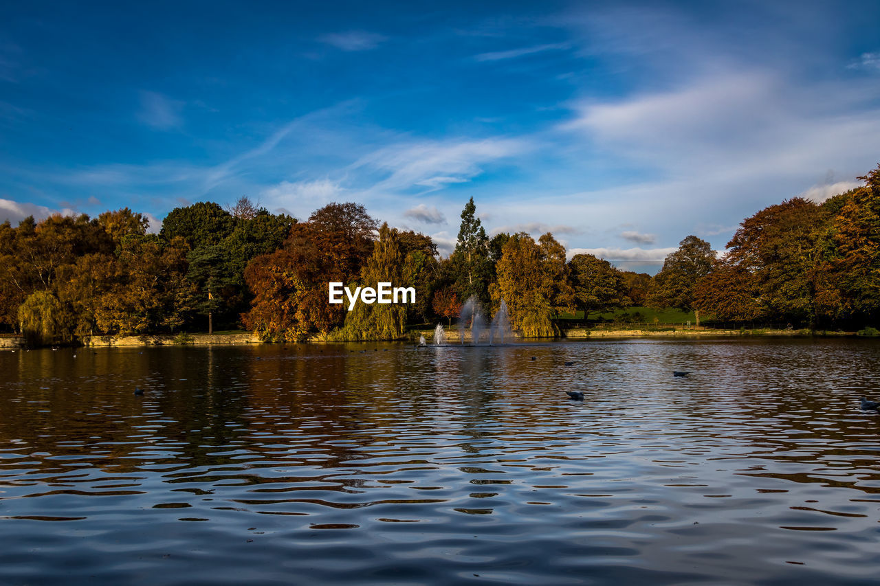 Scenic view of lake against sky at sunset