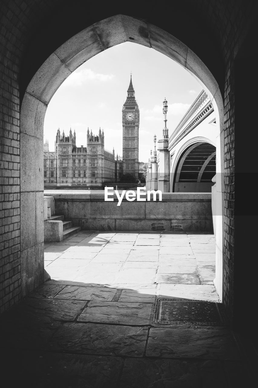 Big ben seen through archway