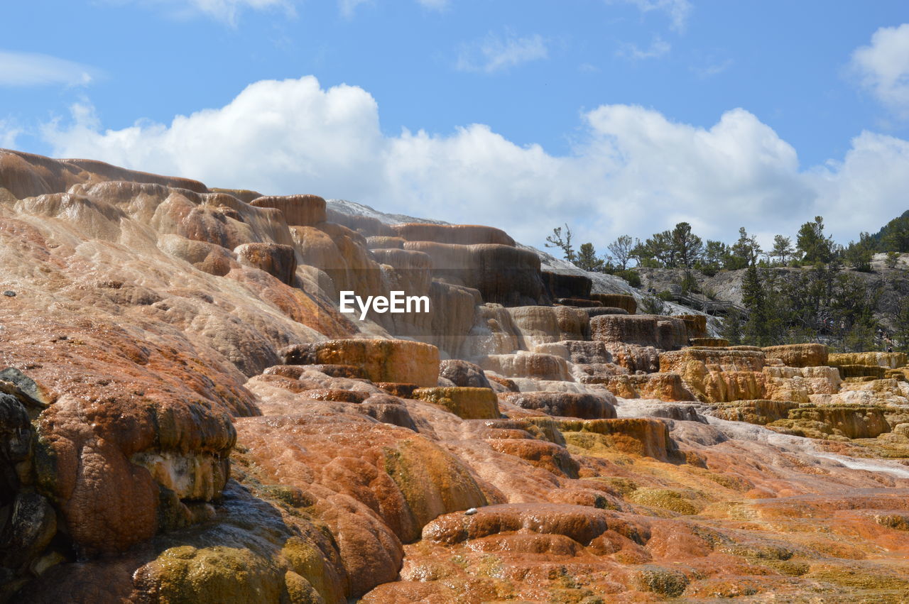 Scenic view of rock formations against sky