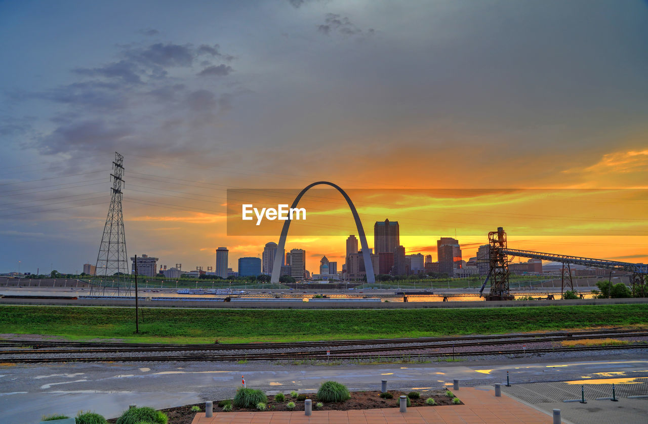 View of city at sunset