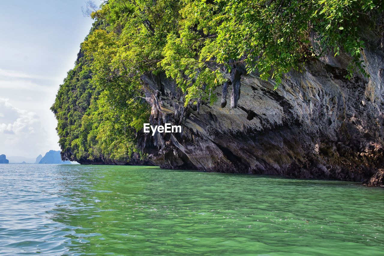 Island ocean tropical forest views near phi phi, ko rang yai, ko li pe phuket thailand asia.