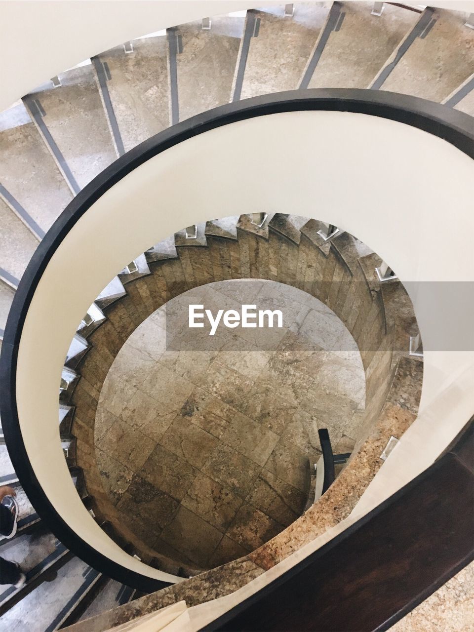 High angle view of spiral staircase in building