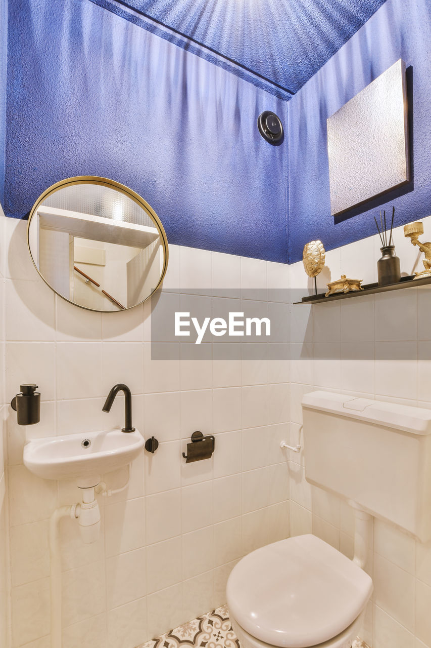 high angle view of sink in bathroom