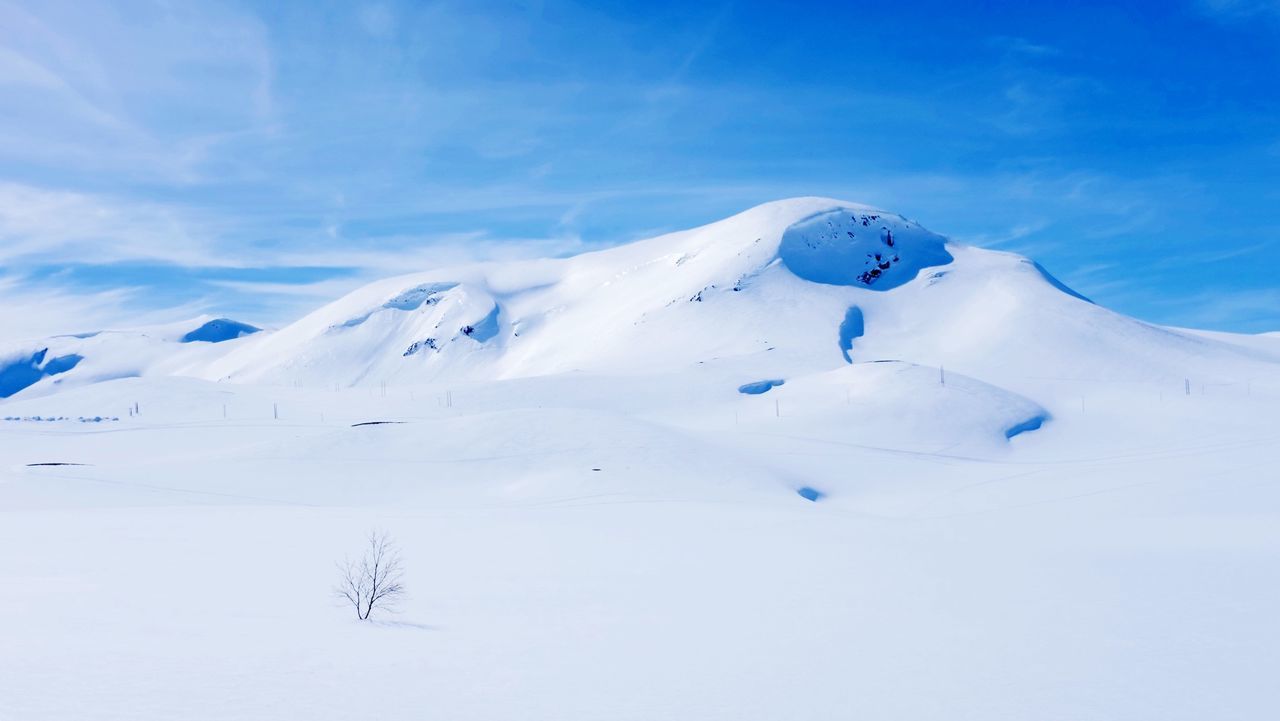 Scenic view of snowcapped mountain against sky