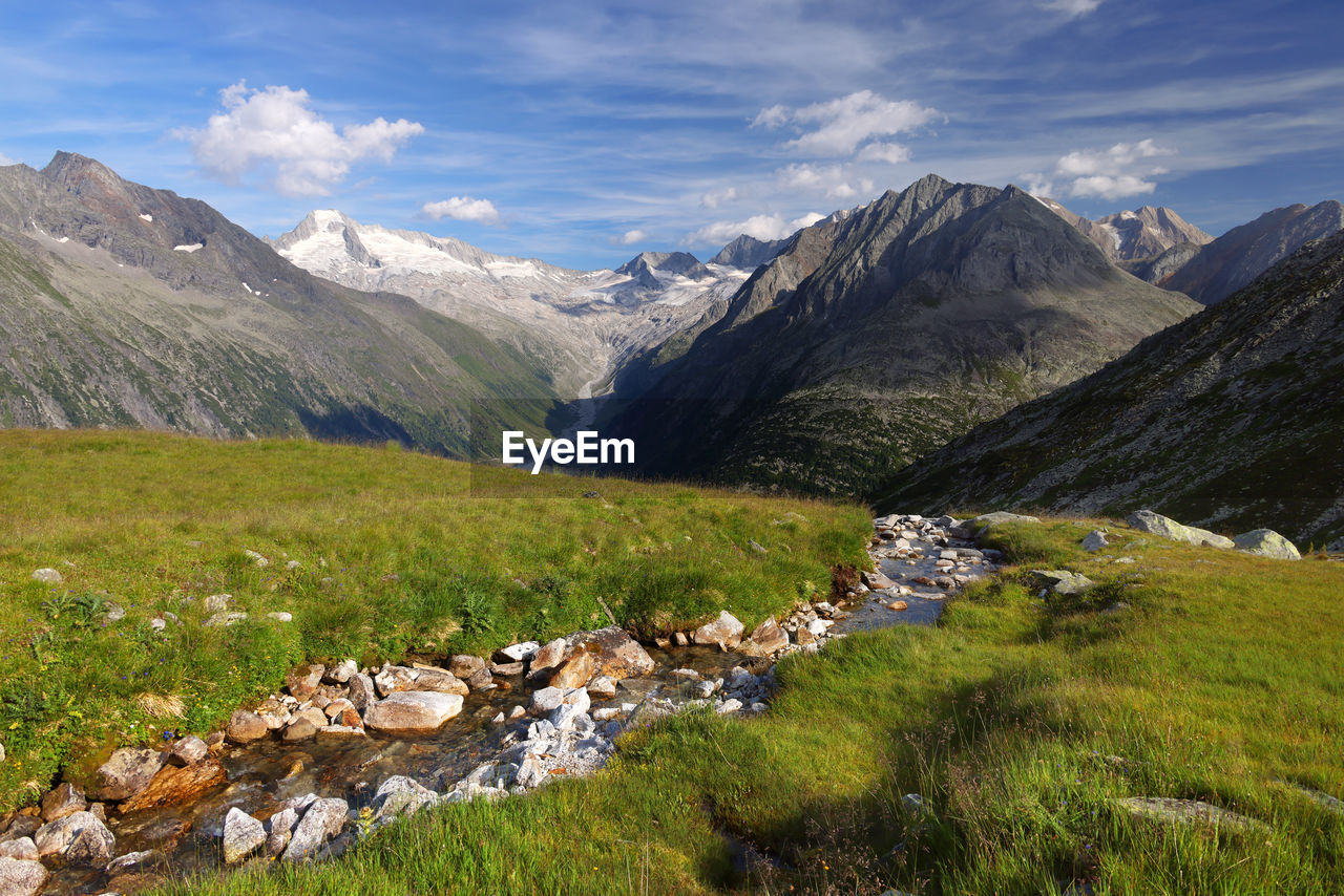 scenic view of landscape and mountains against sky