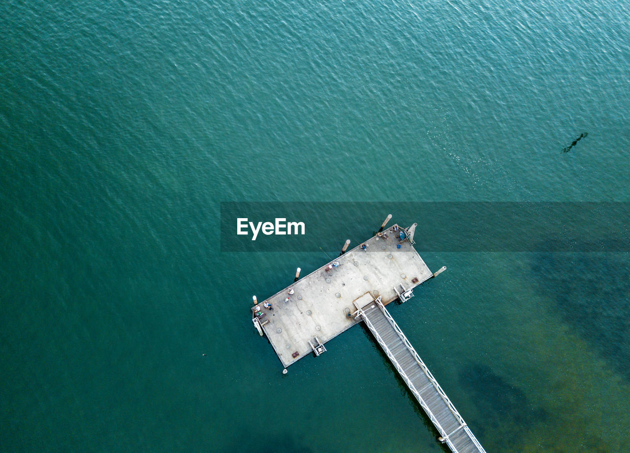 high angle view of boats on sea