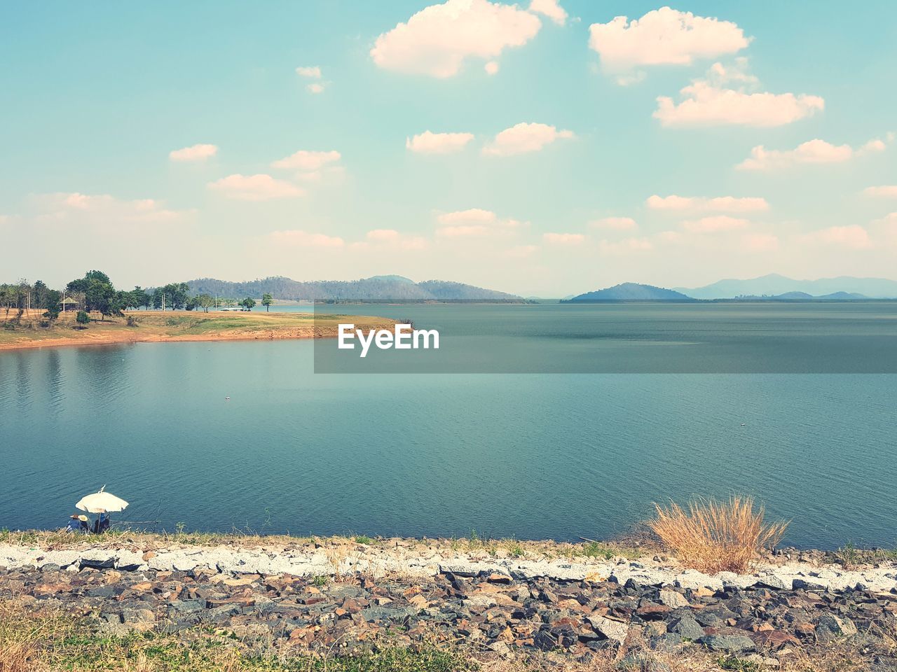 Scenic view of lake against sky