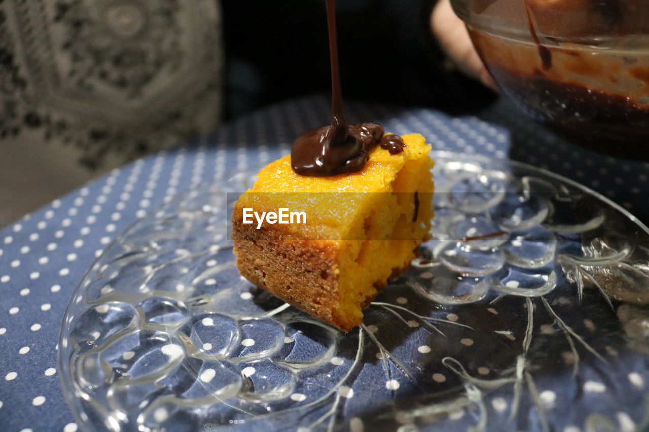 Close-up of cake in plate