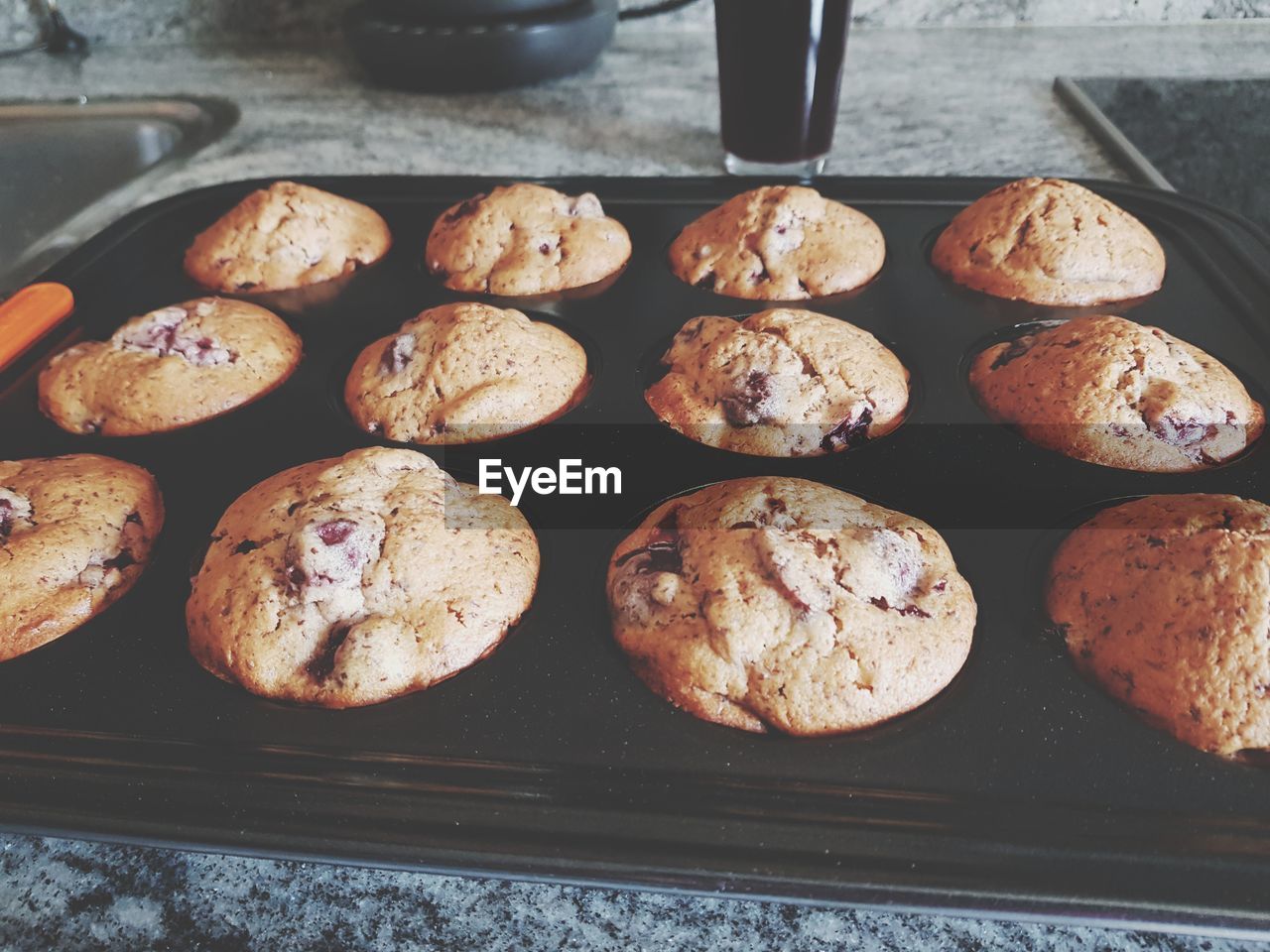 High angle view of cookies