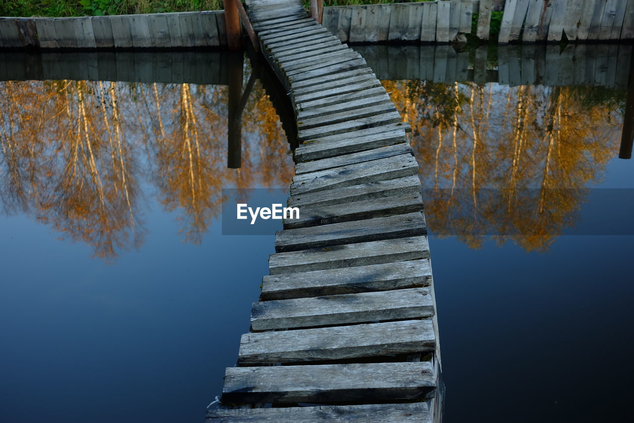 WOODEN PIER OVER LAKE