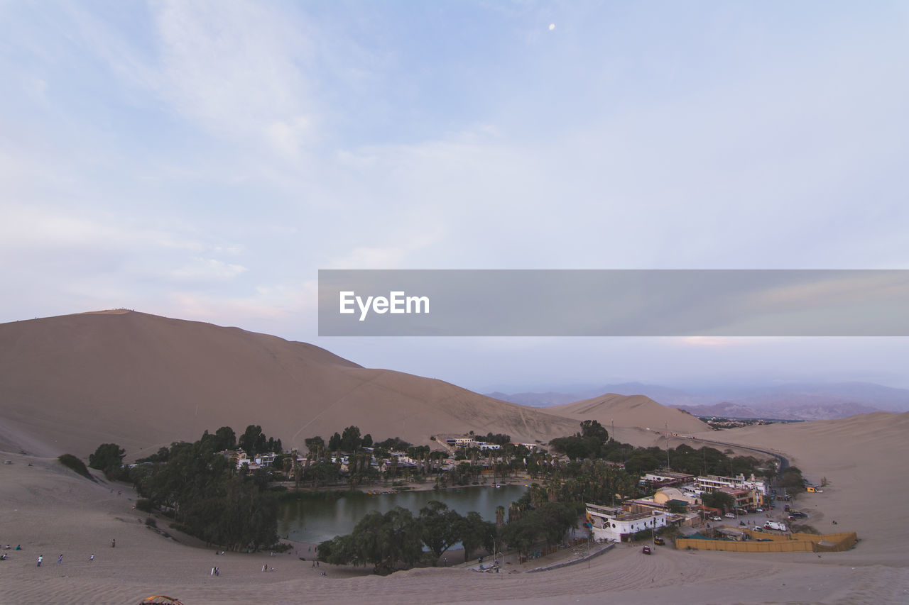 High angle view of village in desert