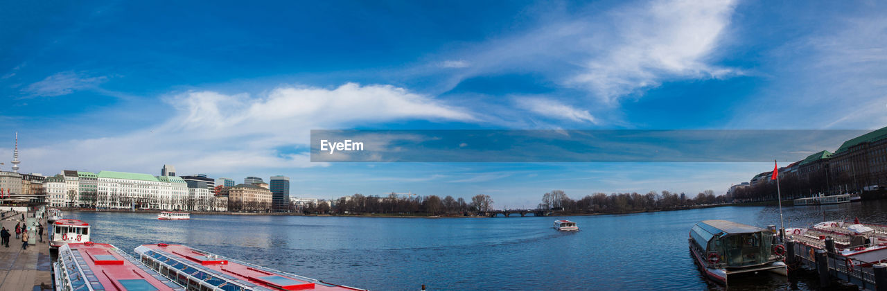 Touristic boats at the inner alster lake in hamburg