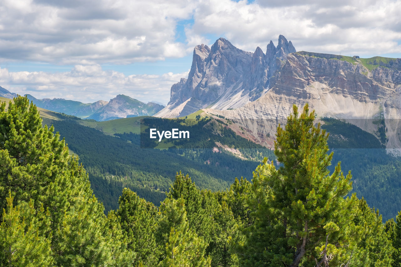 View at the dolomites odle mountains in italy