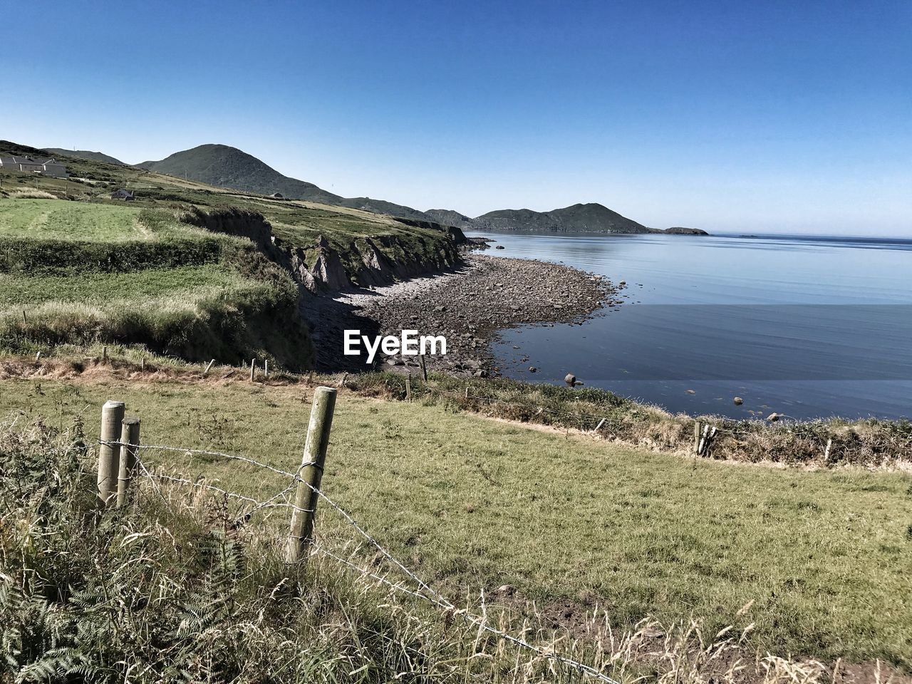 Scenic view of sea against clear sky