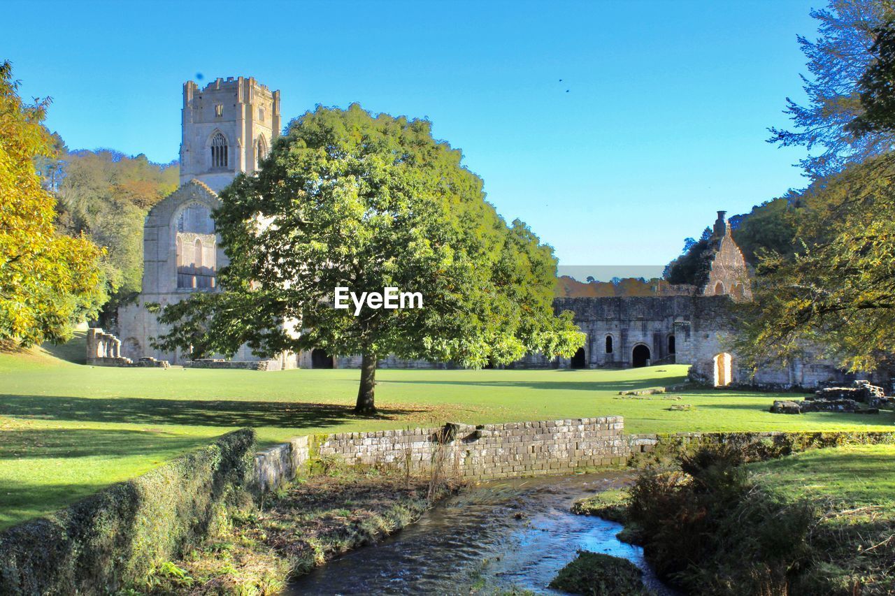 Fountains abbey from the bridge. 