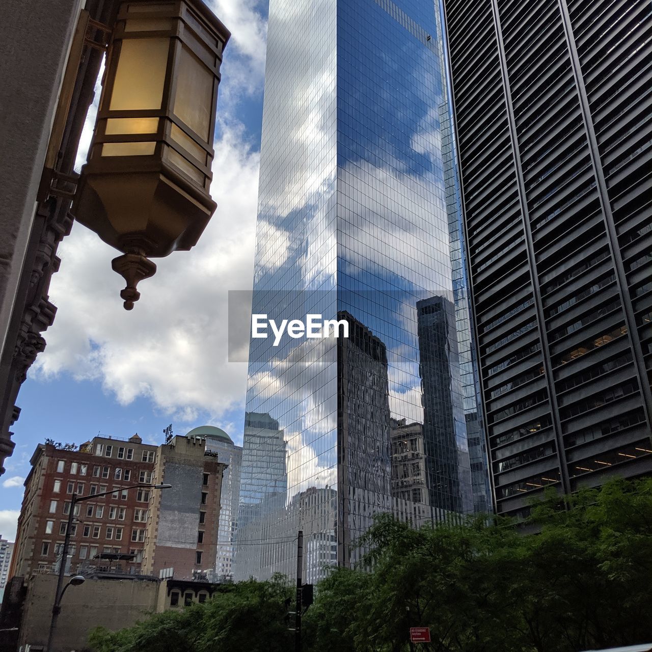 Low angle view of modern buildings against sky