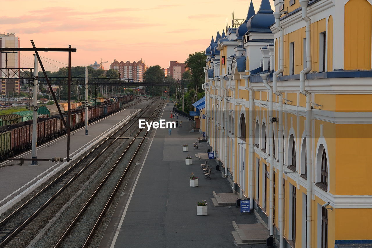 High angle view of railroad tracks