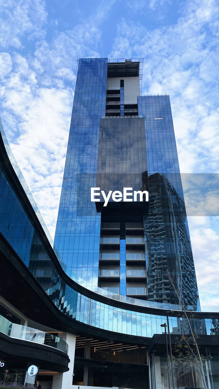 low angle view of modern building against sky
