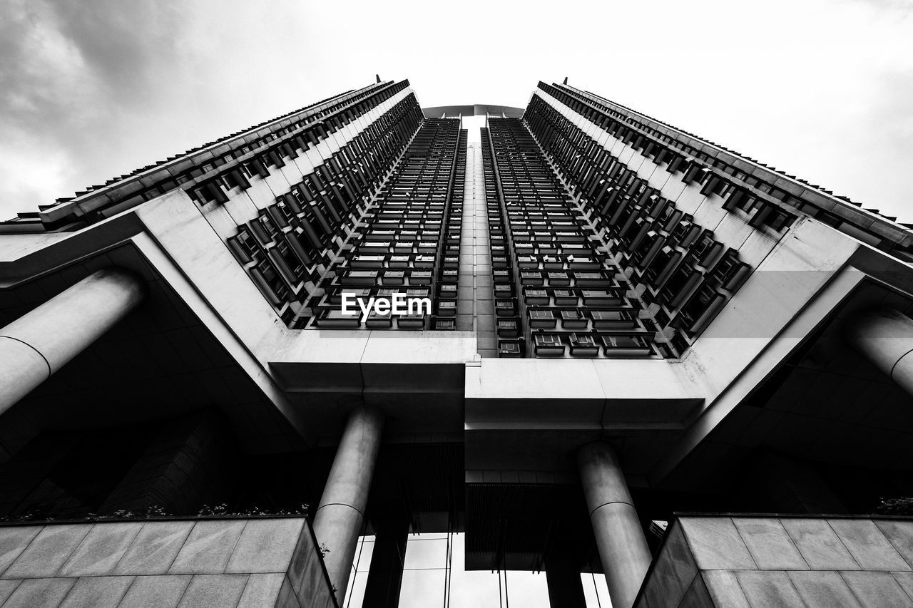 Low angle view of modern building against sky