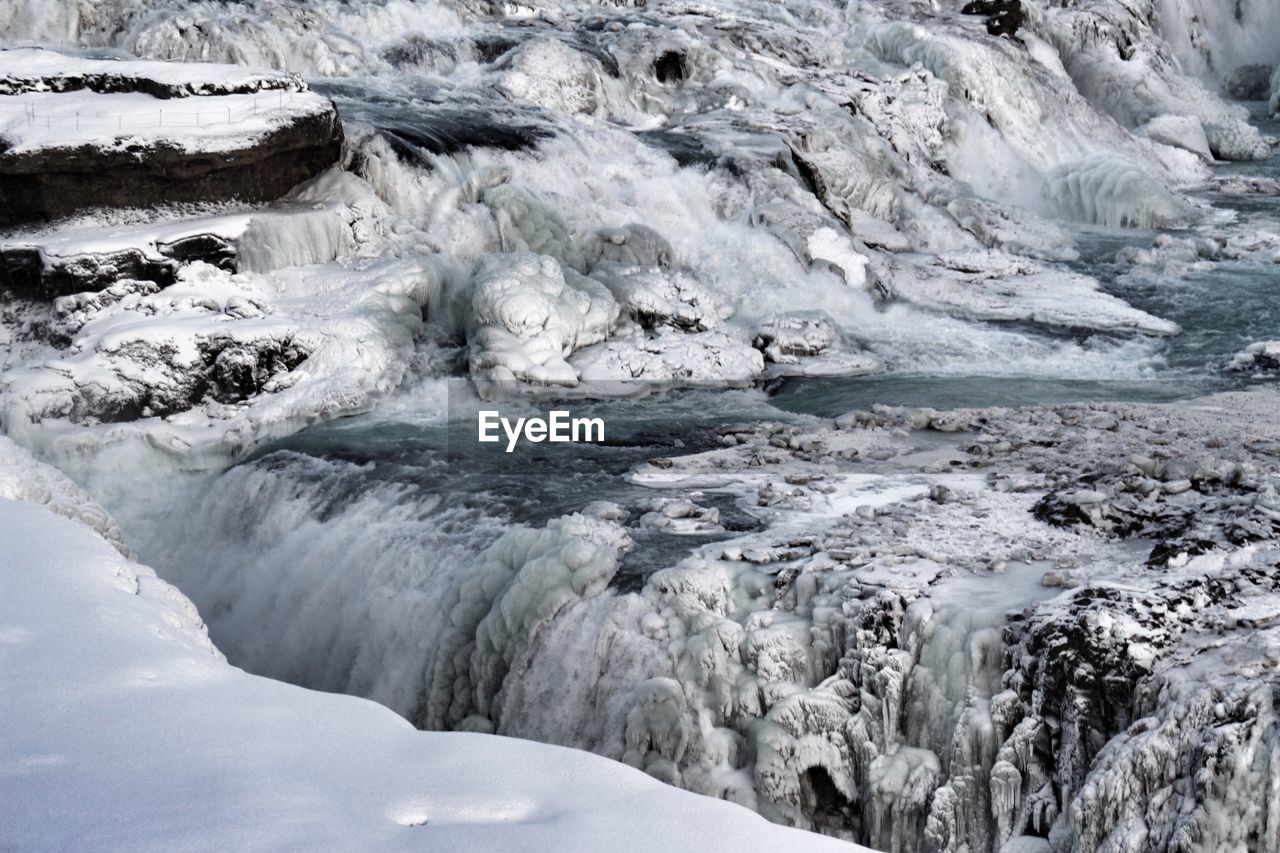 AERIAL VIEW OF FROZEN RIVER