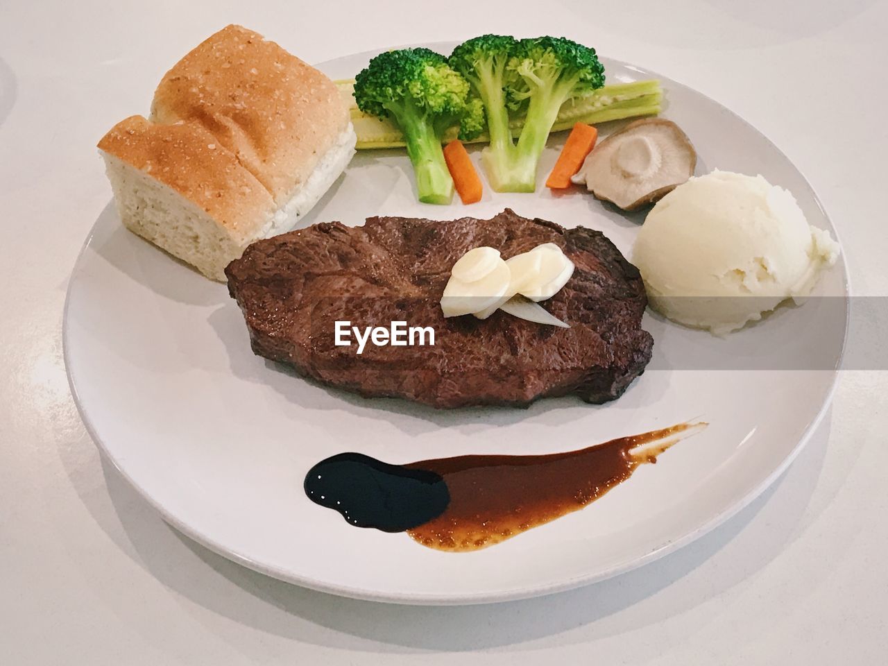 High angle view of dessert in plate on table