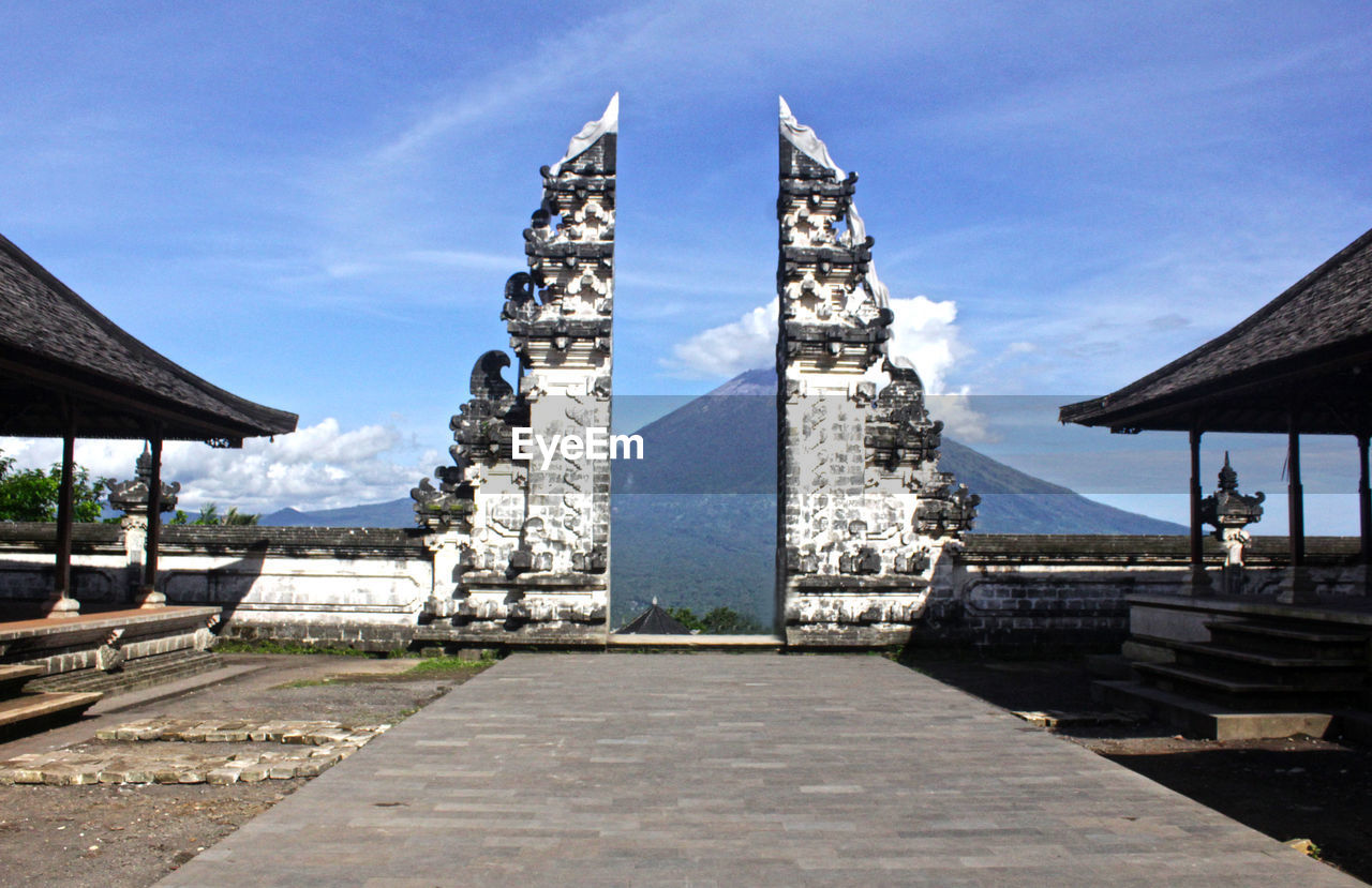 View of temple building against sky