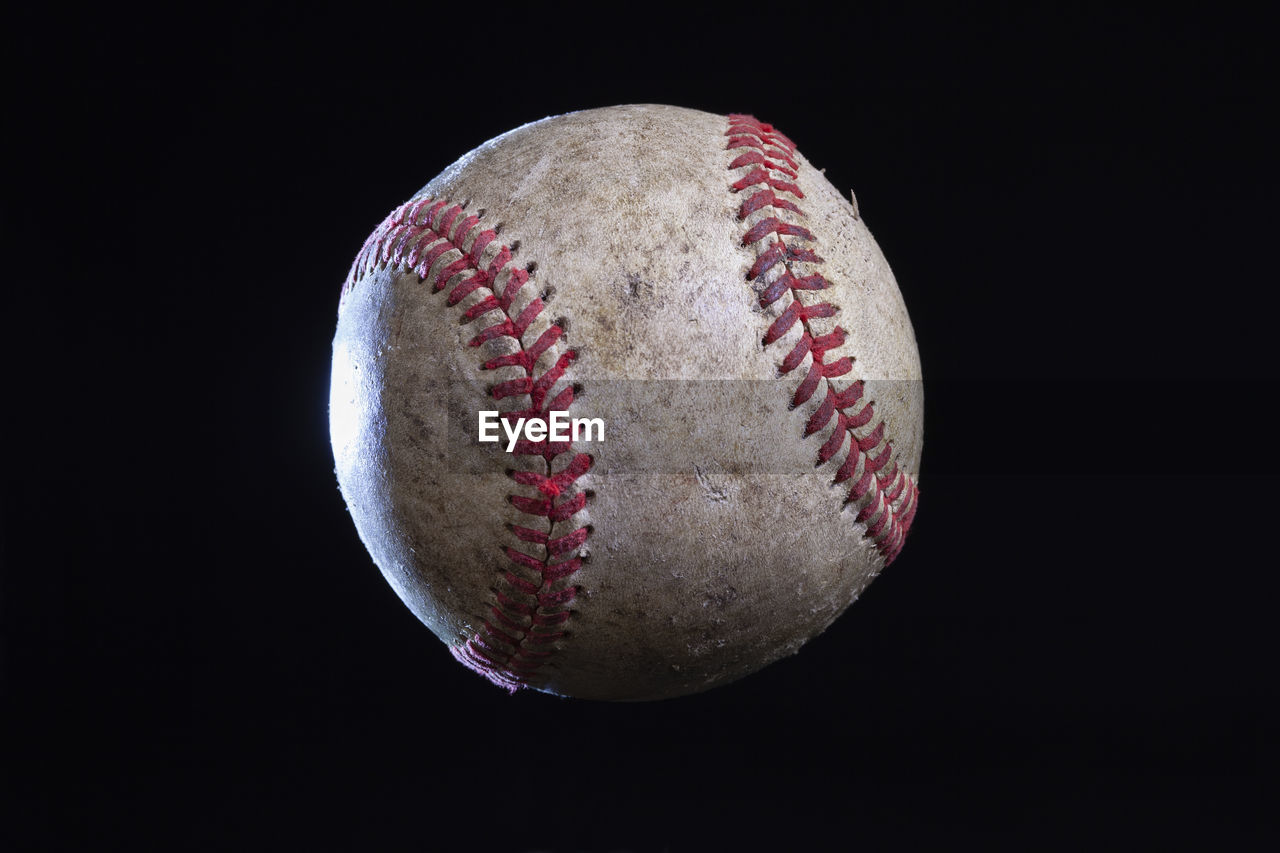 close-up of baseball on field