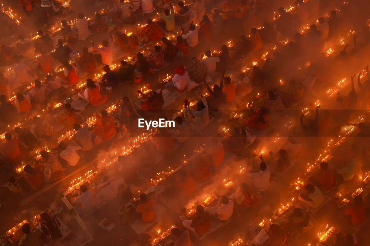 Aerial view of rakher upobash,a hindu festival 