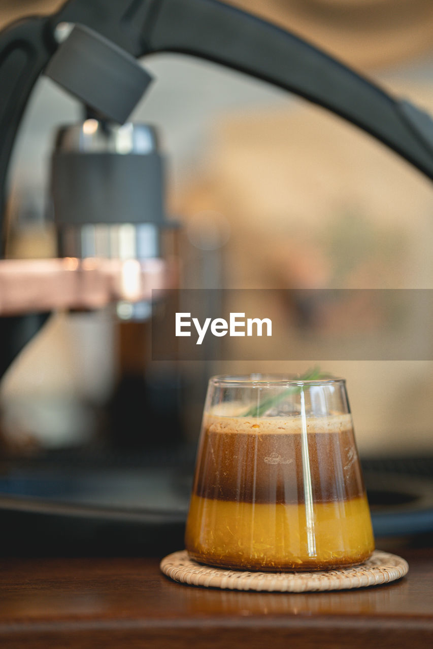 Orange juice and espresso coffee