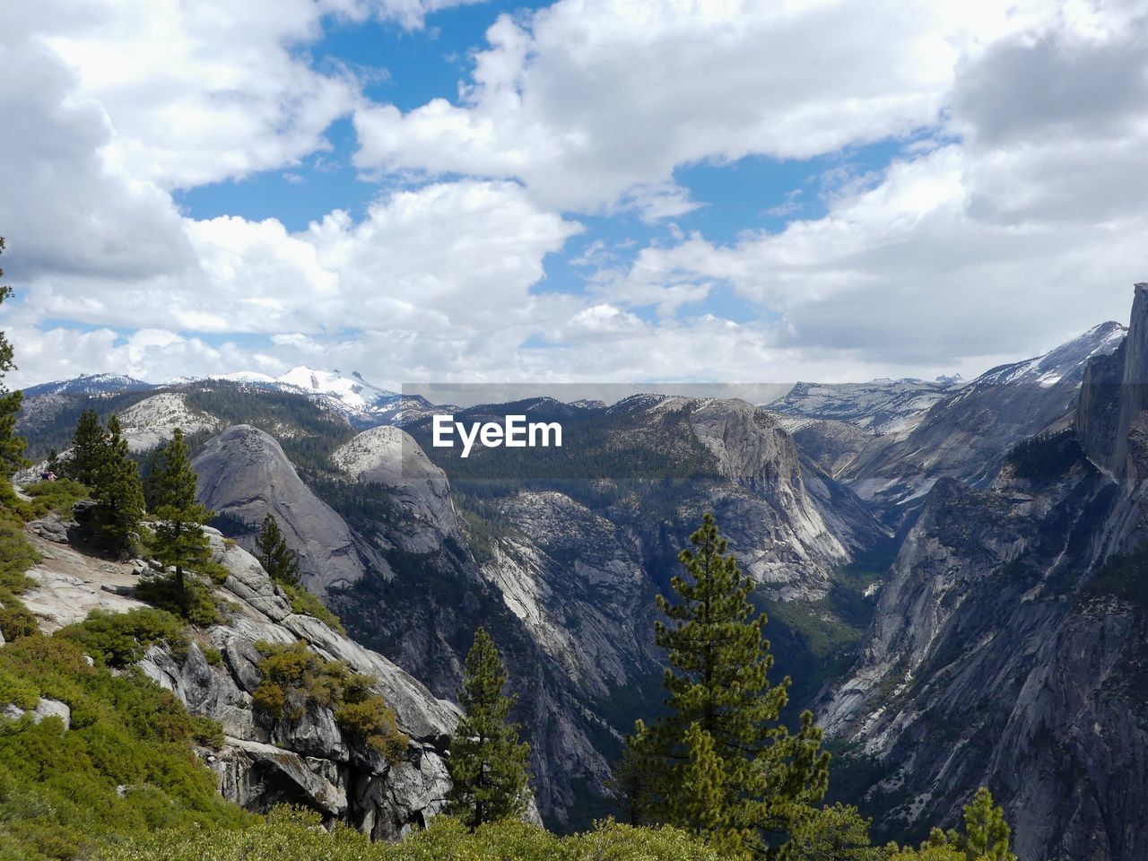 Scenic view of mountains against cloudy sky