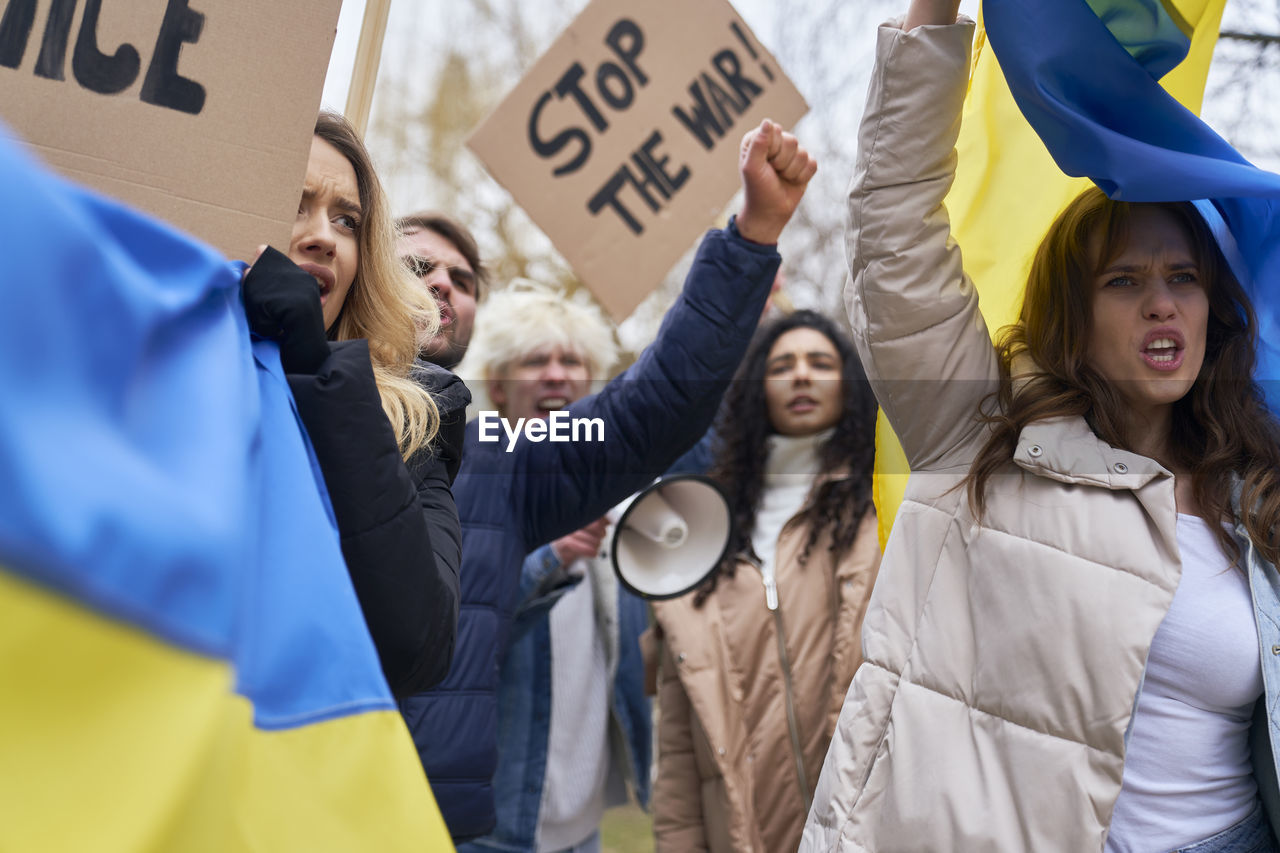 People protesting against war