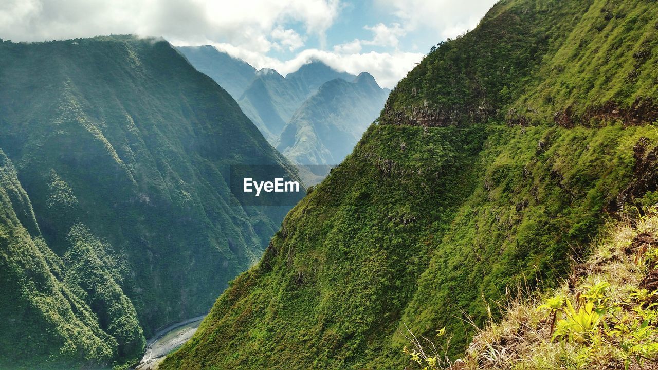 Scenic view of landscape against cloudy sky