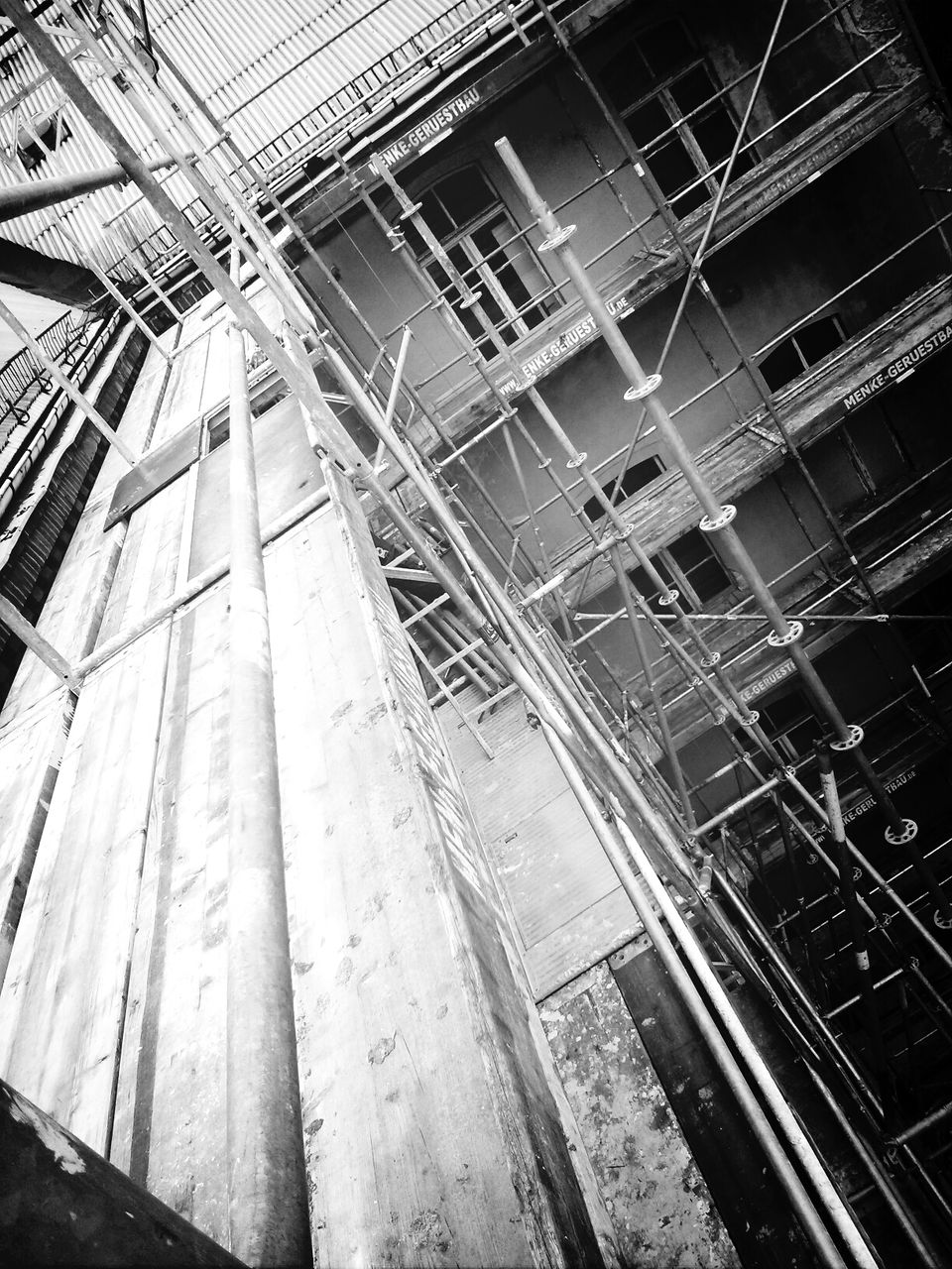 High angle view of scaffoldings on building site